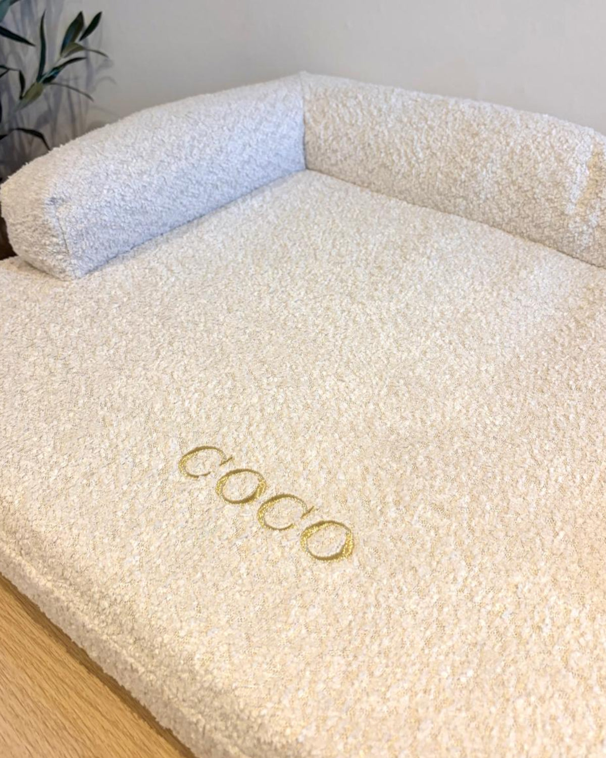 Bouclé Hondenmand Beige - Met Naam