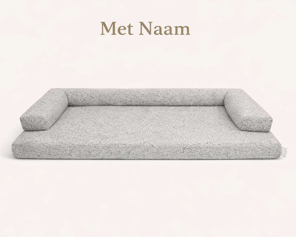 Bouclé Hondenmand Licht Grijs - Met Naam