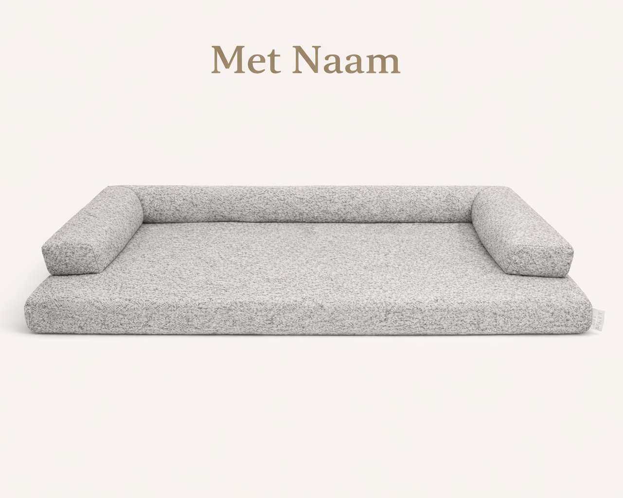 Bouclé Hondenmand Licht Grijs - Met Naam