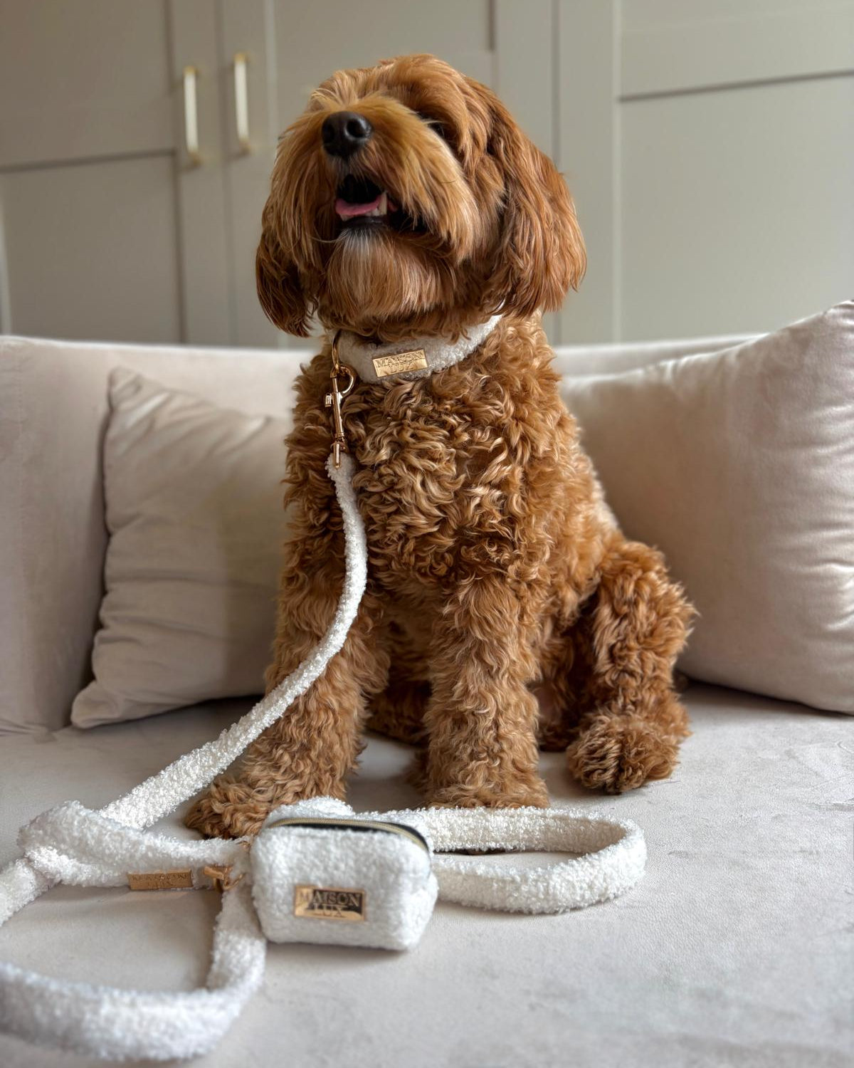 Bouclé Set met Halsband - Wit