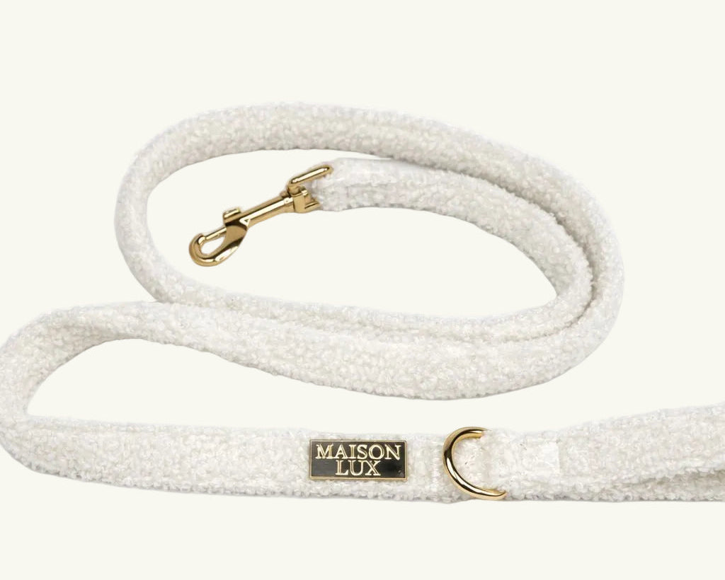 Bouclé Hondenriem Wit