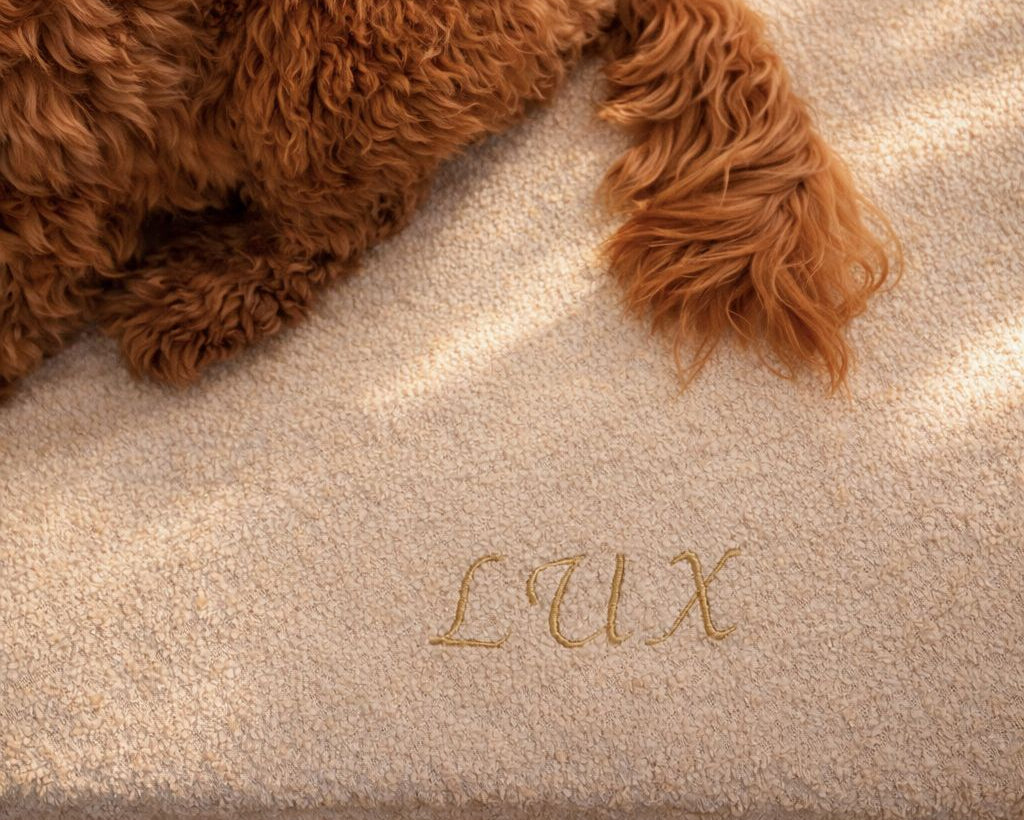 Bouclé Hondenmand Beige - Met Naam